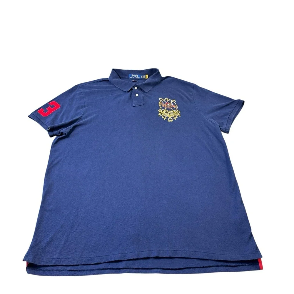Polo Ralph Lauren Blue Multi Pony Embroidered Custom Slim Fit Polo Shirt 2XL